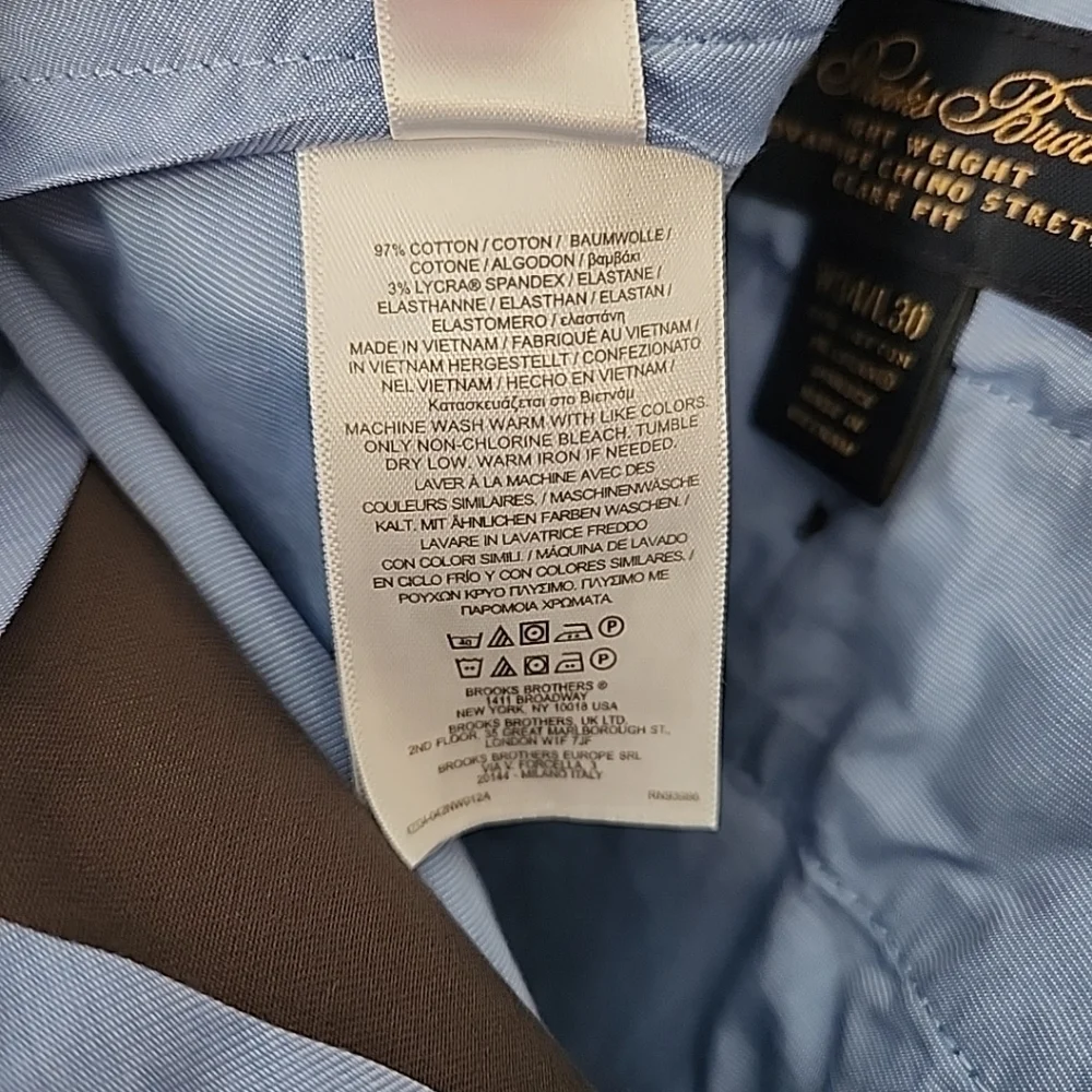 Brooks Brothers Lightweight Advantage Chino Stretch Clark Pants 34x30 Dark Gray